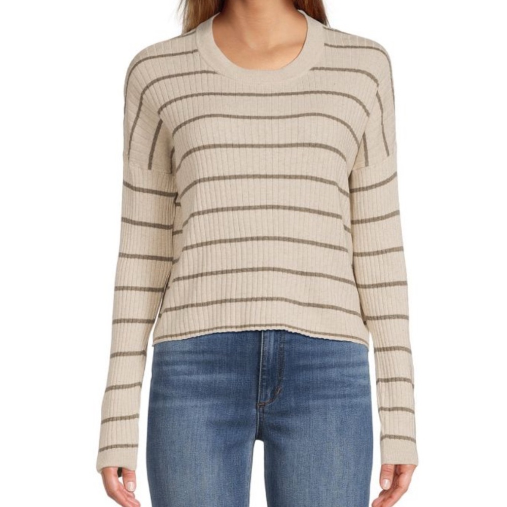 Madewell Lawson Striped Rib Knit Silk Blend Sweater Sz 2X